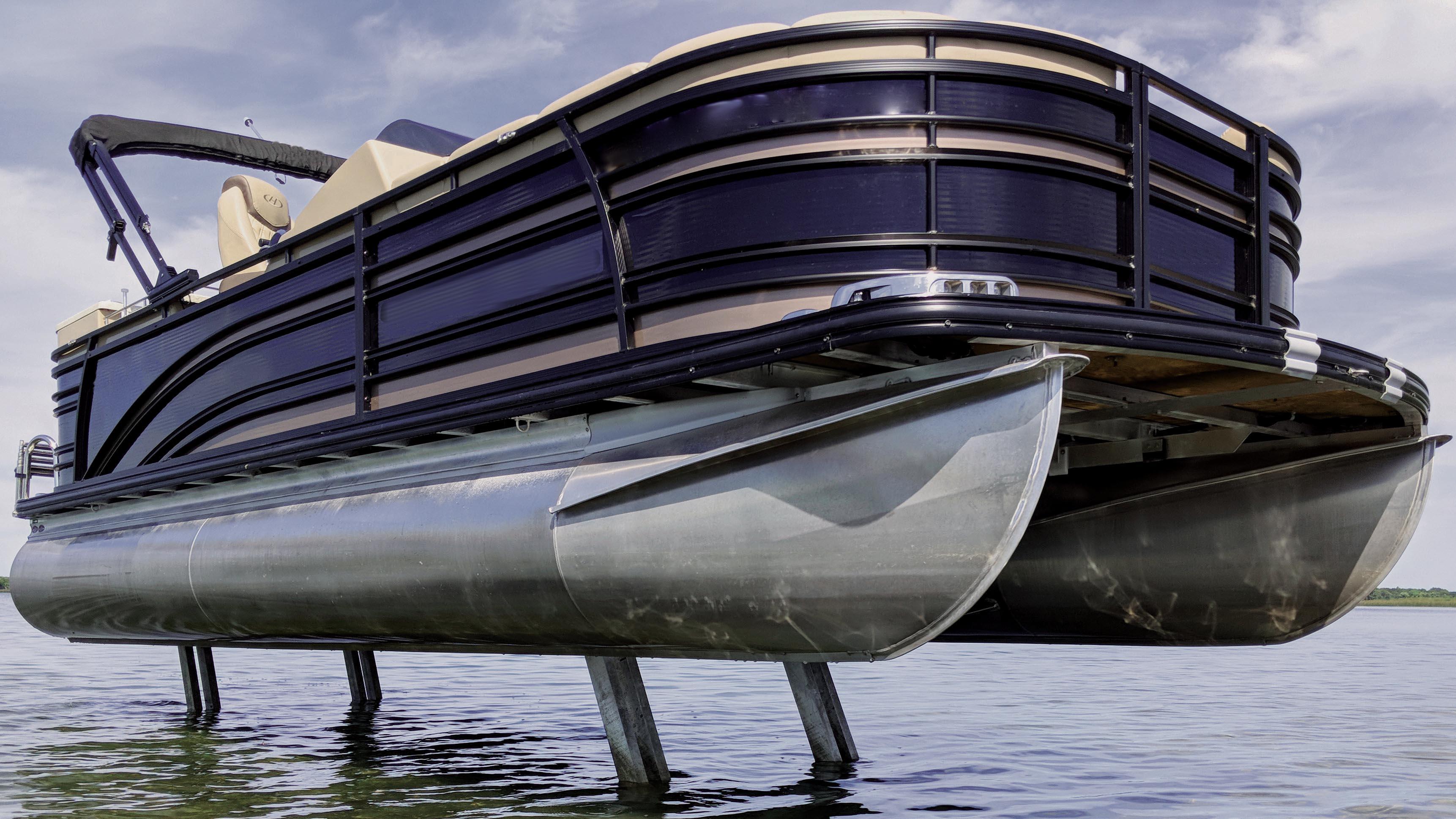 Pontoon lifted above the water on Sea-Legs